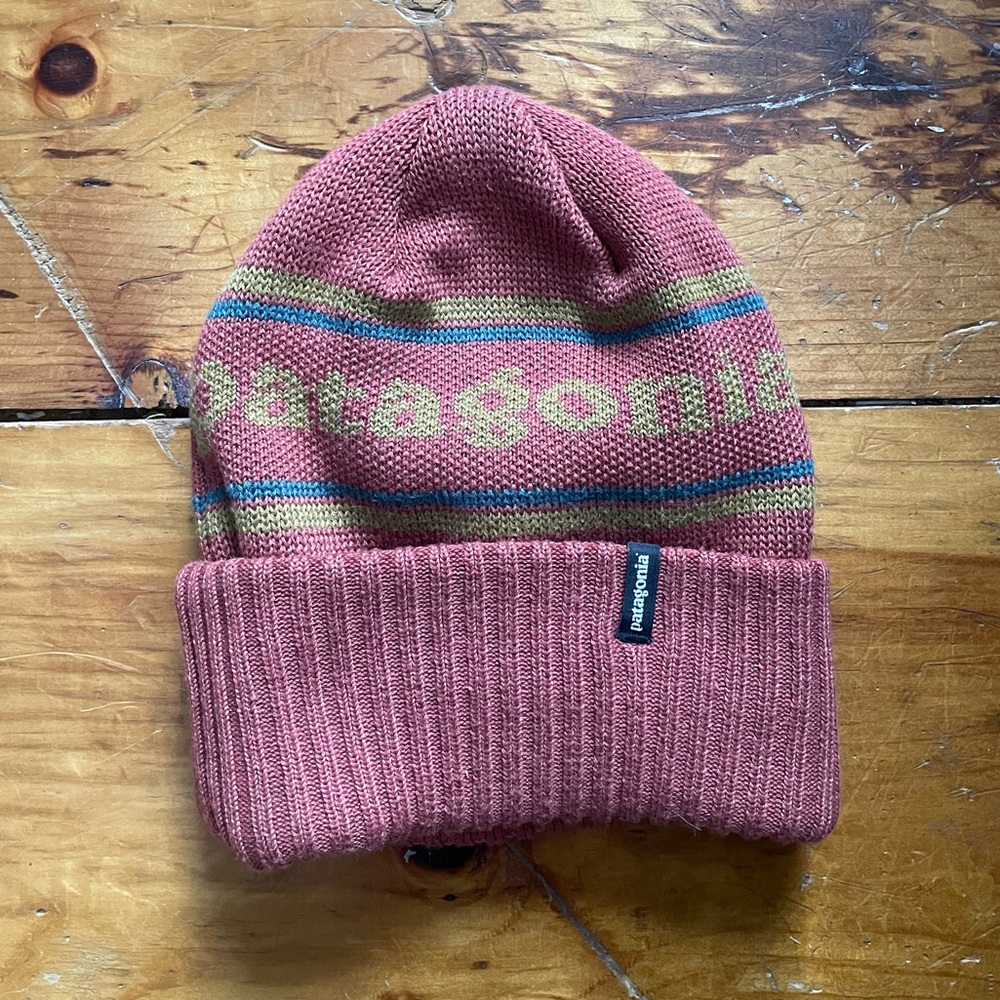 Patagonia Beanie Coral with Blue and Yellow